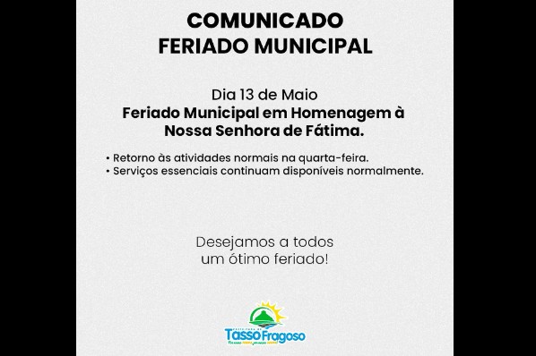 COMUNICADO FERIADO MUNICIPAL